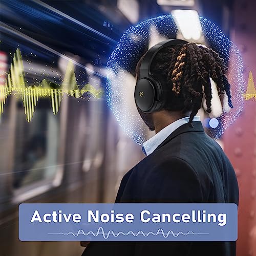 Falebare Active Noise Cancelling Headphones Wireless,80H Playtime Bluetooth Headphones Over Ear with Microphone,Headphones Wireless Bluetooth with Deep Bass for,Travel,Home,Office,Gym