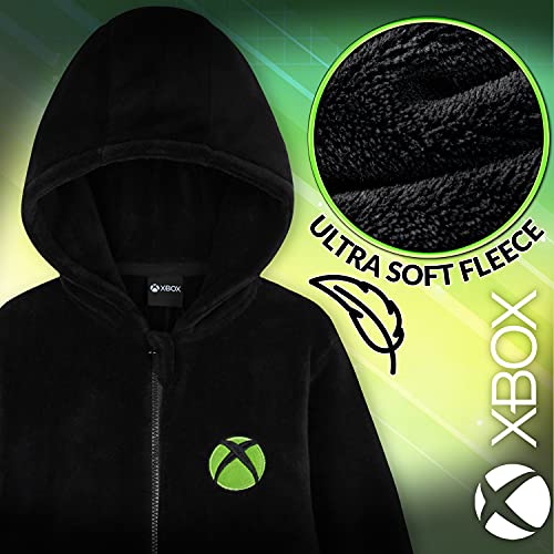 Xbox Onesies For Boys, Kids Fluffy Pyjamas, Gaming Merchandise, Gamer Gifts (Black, 9-10)
