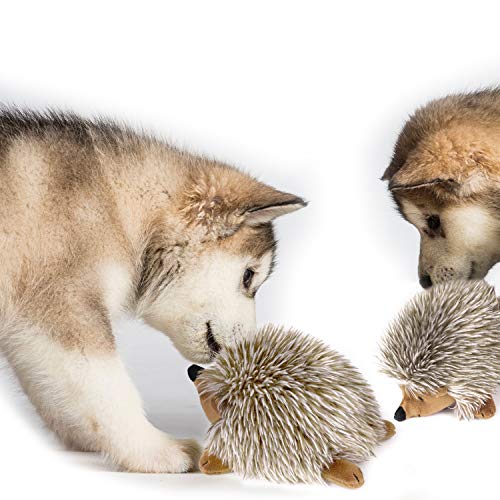 Pawaboo Bedtime Stuffed Animal Toys Plush Dog Toy Pet Chew Toy, [2PACK] Non-toxic Super Soft Plush Hedgehog Figure Toys, Brown