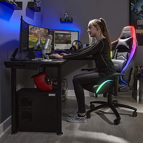 X Rocker Bravo RGB PC Gaming Chair with Neo Motion LED Lighting, Ergonomic High Back Office Chair, Height Adjustable Seat & Swivel, PU Faux Leather, Black