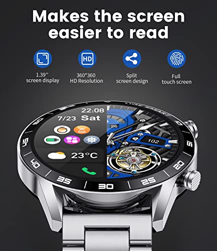LIGE Smart Watch, Smart Watch for Men Answer/Make Call, 1.39" Fitness Watch with 100+ Sports Modes, 2 Straps, Voice Assistant & Smart Reminder & Health Monitor Smartwatch for Android iOS, Silver