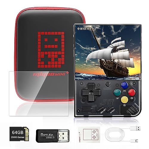 Temoo Miyoo Mini Plus Retro Games Console, 64G Portable Retro Handheld Game Console, Supports 25000 Classic Games, Retro Game Console With 3.5-Inch Ips Hd Screen And A Portable Pouch.