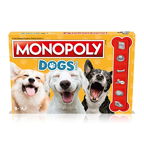 Winning Moves Dogs Monopoly Board Game , Play with your favourite canines from Pomeranian, Siberian Husky and Shiba Inu, 2–6 players makes a great gift for ages 8 plus