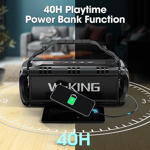 W-KING Bluetooth Speaker, 50W Speakers Wireless Bluetooth 5.0 With Deep Bass, IPX6 Waterproof Loud Bluetooth Speaker With 40H Playback/Two Portable Speakers Pairing/TF Card/EQ/NFC for Outdoor Party