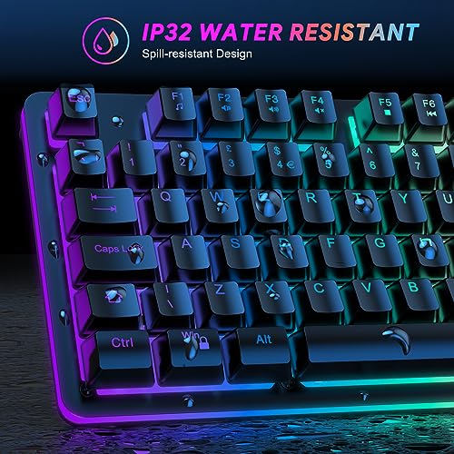 TECURS Gaming Keyboard Wired, RGB Backlit, Customizable Actuation, Anti Ghosting Silent Keyboard, 105 Keys Full Size Ergonomic Waterproof Keyboard for PC Gamers, QWERTY Layout