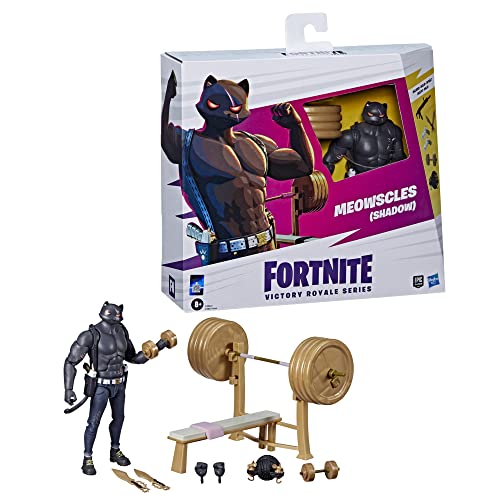 Hasbro F49625X0 Fortnite Victory Royale Series Meowscles (Shadow) Deluxe Pack Action Figure 15Cm, Multi-Coloured, único