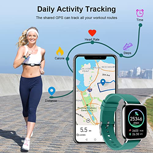 Smart Watch, Fitness Tracker 1.69" Touch Screen Heart Rate Sleep Monitor, IP68 Waterproof Fitness Watch, 24 Modes, Pedometer Step Activity Trackers Smartwatch for Men Women for Android iOS Cyan