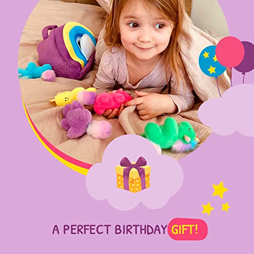 Unicorn Stuffed Plush Soft Animals Toys for Girls and Boys with Rainbow Bag Cute Animal Baby Toy Set for Kids age 4-8 with Surprise Egg Travel Size Christmas