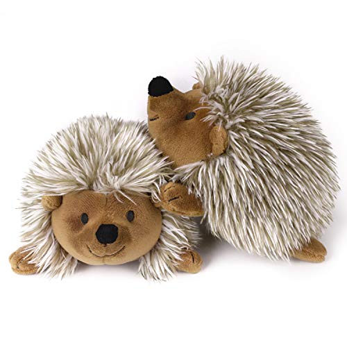 Pawaboo Bedtime Stuffed Animal Toys Plush Dog Toy Pet Chew Toy, [2PACK] Non-toxic Super Soft Plush Hedgehog Figure Toys, Brown