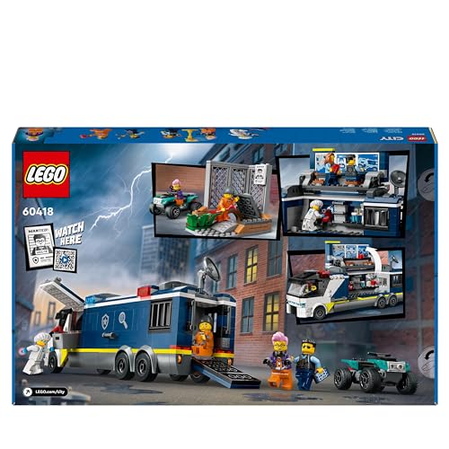 LEGO City Police Mobile Crime Lab Truck Toy for 7 Plus Year Old Boys, Girls & Kids, Vehicle Set with Quad Bike, 2 Officer, 1 Scientist and 2 Crook Minifigures for Pretend Play, Birthday Gifts 60418