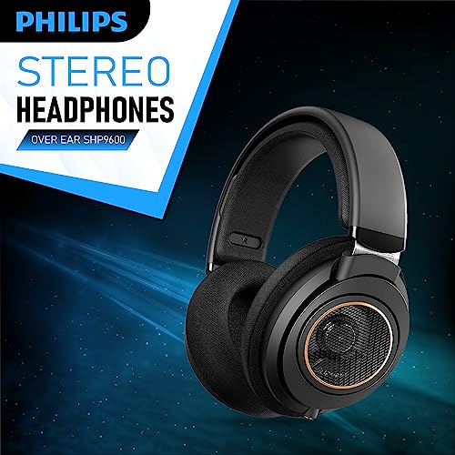 Philips SHP9600 Wired, Over-Ear, Headphones, Comfort Fit, Open-Back 50 mm Neodymium Drivers (SHP9600/00) - Black