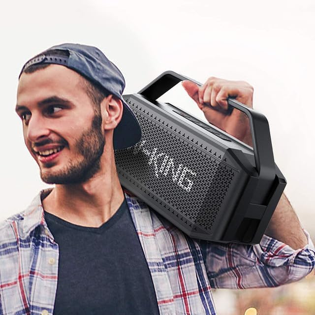 W-KING Portable Loud Bluetooth Speaker, 60W RMS(80W Peak) Waterproof Bluetooth Speaker Wireless, Deep Bass/Stereo Pairing/40H/Power Bank/TF/AUX/EQ/NFC, Large Outdoor Speaker Boombox for Party, Home