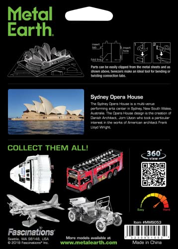 Metal Earth Fascinations Sydney Opera House 3D Metal Model Kit Bundle with Tweezers