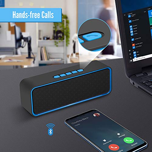 Kolaura Portable Wireless Speaker, Bluetooth 5.0 Speaker with 3D Stereo HiFi Bass, 1500mAh Battery, 12 Hour Playtime (Blue)