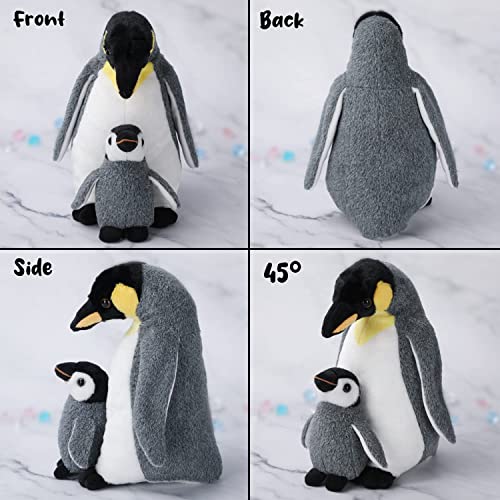 Penguin Mom & Baby Plush Toy, 33cm Stuffed Animal Small Plushie Doll, Soft Fluffy Like Real Penguin Hugging Toy - Present for Every Age & Occasion (assa-911)