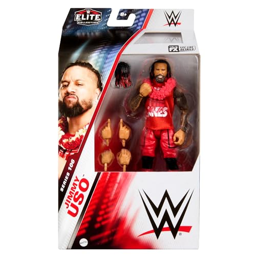 WWE Elite Action Figure & Accessories, 6-inch Collectible Jimmy Uso with Articulation, Life-Like Look & Swappable Hands, HTX30