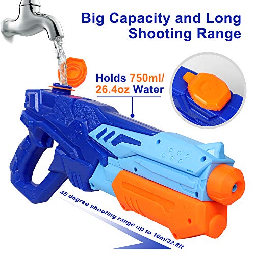 MOZOOSON Water Gun Toy for Kids, Powerful Water Pistol with 750ML Moisture Capacity | 26ft - 33ft Long Range Squirt Gun, Blaster Toy for Kids and Adults