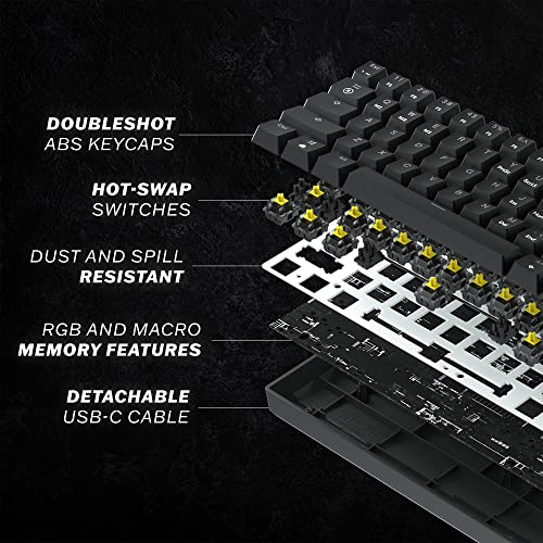 HK Gaming GK61 Mechanical Gaming Keyboard 60 Percent | 61 RGB Rainbow LED Backlit Programmable Keys | USB Wired | For Mac and Windows PC | Hotswap Gateron Optical Yellow Switches | Lavender