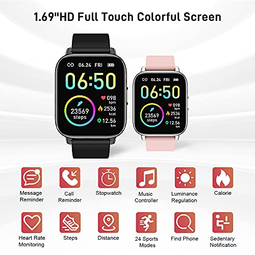 Smart Watch, Fitness Tracker 1.69" Touch Screen Fitness Watch with Heart Rate Sleep Monitor, Step Counter for Men Women Activity Trackers IP68 Waterproof Smartwatch Sports for iOS Android