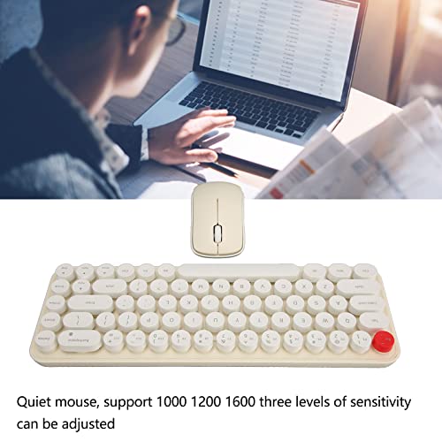 Topiky Wireless Keyboard and Mouse Combo, 2.4 G Wireless USB Receiver, Retro Keyboard and Silent Mouse for Windows Computer PC Notebook (Beige)