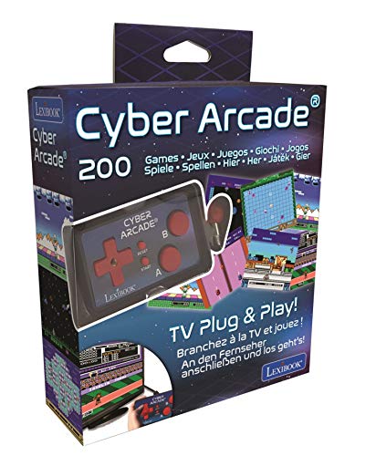 Lexibook TV Game Console Cyber Arcade, 200 games, Plug N' Play controller, sport, action, joystick, black/blue - JG6500