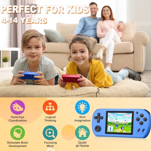 CULAGEiMi Handheld Game Console for Kids Adults Built-in 270 Retro Video Games, Portable Gaming System with Rechargeable Battery Gamepad, Mini Arcade Toys Supports 2 Players Birthday Xmas Gifts, Blue