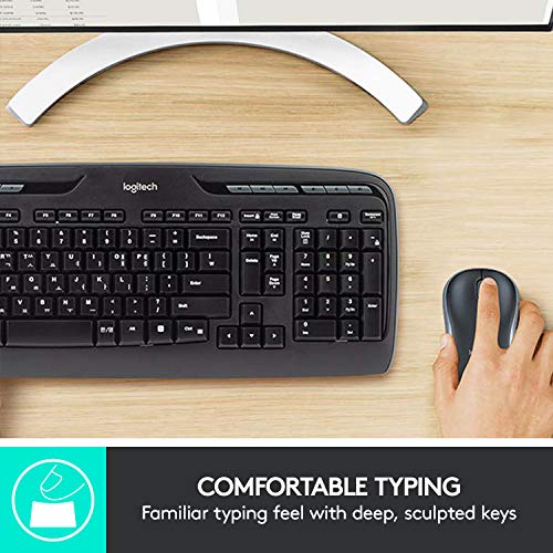 Logitech MK330 Wireless Keyboard and Mouse Combo for Windows, 2.4 GHz Wireless with USB-Receiver, Portable Mouse, Multimedia Keys, Long Battery Life, PC/Laptop, QWERTY UK Layout - Black