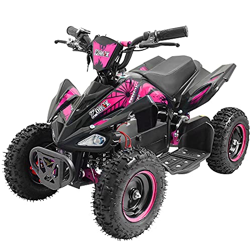 Zorax 36V 1000W Pink 6'' Tyre Battery Powered Kids Mini ATV Quad Bike (Foot Brake - 3 Speeds - LED Light - Forward/Neutral/Reverse - CE Approved - MAX Capacity: 65KGS) Children's Electric Ride on