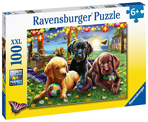 Ravensburger Puppy Picnic 100 Piece Jigsaw Puzzle With Extra Large Pieces For Kids Age 6 Years And Up