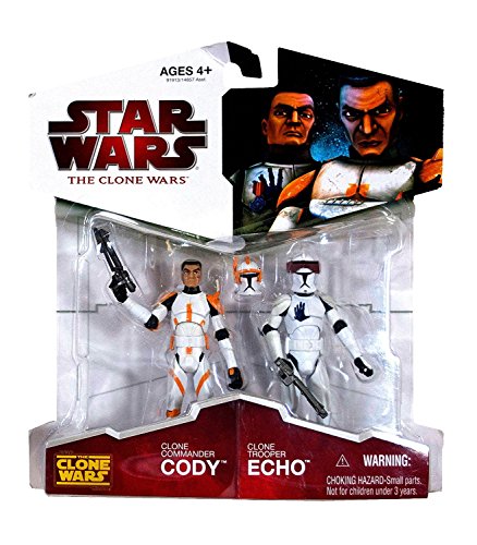 Star Wars 2009 Clone Wars Animated Exclusive Action Figure 2-Pack Clone Commander Cody and Clone Trooper Echo
