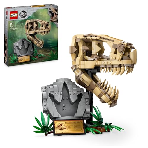 LEGO Jurassic World Dinosaur Fossils: T. rex Skull Toy for 9 Plus Year Old Boys, Girls & Kids, 3D Skeleton Model Kit with Opening Jaw and Display Stand, makes a Cool Dino Decoration, Gift Idea 76964