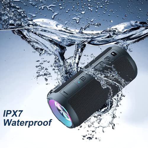 Ortizan Bluetooth Speaker, Portable Wireless Bluetooth Speakers With Led Light, Louder Volume & Enhanced Bass, IPX7 Waterproof, 30H Playtime, Durable Loud Outdoor Speaker for Travel, Sport