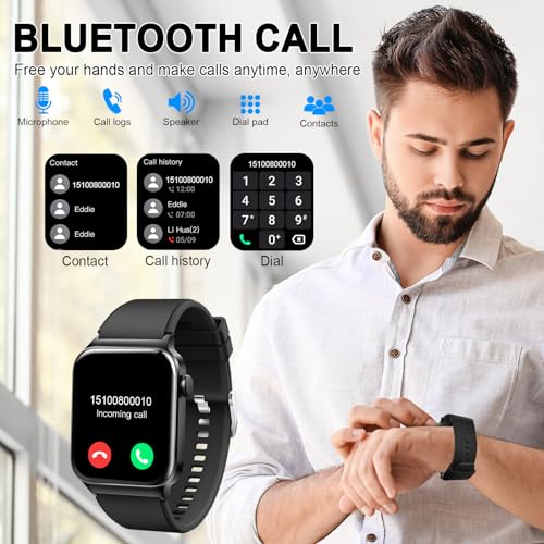 Smart Watch for Men Women Answer/Make Calls, 1.85" Touch Screen Smart Watches with Step Counter, Heart Rate Sleep Monitor, 110+ Sport Modes, Fitness Tracker, IP68 Waterproof Smartwatch for Android iOS