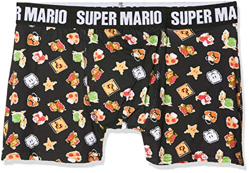 Nintendo ZB240354NTN-M - Super Mario Bros. Characters & Icons Underwear Boxer Shorts Underwear, Male, Medium, Black (ZB240354NTN-M)