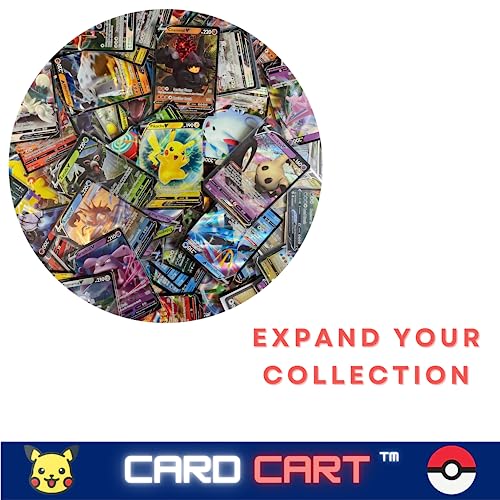 Card Cart - Pack of 50 Ultra Rare Card Bundle - Guaranteed 1 Ultra Rare and 5 Holo Shiny cards - Includes Card Cart Toploader - Compatible with Pokemon cards pack and dedicated deck card games