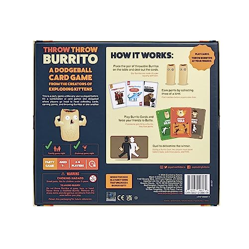 Throw Throw Burrito Card Game by Exploding Kittens - A Dodgeball Card Game - Fun Family Card Games for Adults, Teens & Kids, 2-6 Players