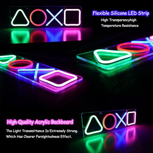 Gaming Neon Signs - Gamer Button Icons Neon Light Acrylic USB Powered LED Neon Light for Wall Decorations Gaming Gifts (Gaming Button)