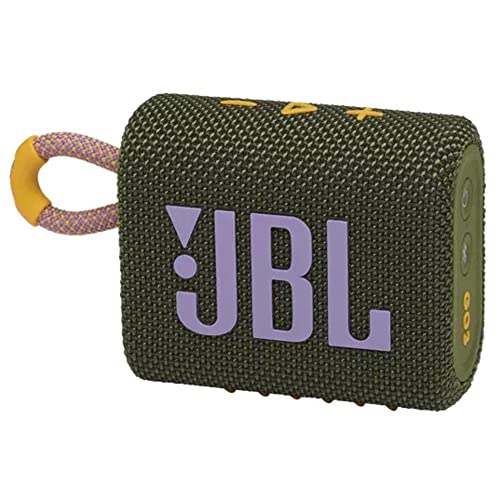 JBL GO 3 - Wireless Bluetooth portable speaker with integrated loop for travel with USB C charging cable, in green