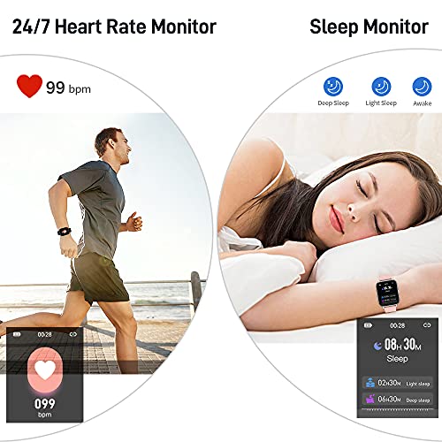 Smart Watch, Fitness Tracker 1.69" Touch Screen Fitness Watch with Heart Rate Sleep Monitor, Step Counter for Men Women Activity Trackers IP68 Waterproof Smartwatch Sports for iOS Android