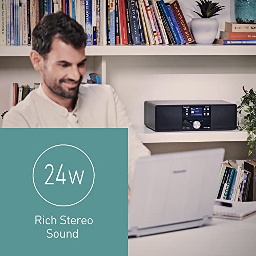 Panasonic SC-DM202EG-K Compact Micro Hi-Fi Stereo System with CD, DAB+/FM Radio, USB and Bluetooth, 24W Speakers, Remote Control, 2.4" TFT LCD Display, EQ Settings, Black.