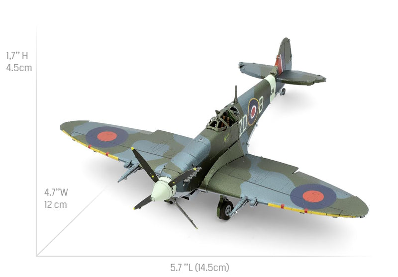 Fascinations Metal Earth Supermarine Spitfire Color 3D Metal Model Kit Bundle with Tweezers