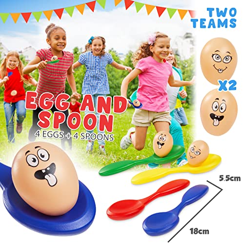 KreativeKraft Garden Games Outdoor Play Equipment for Children Family Summer Kids Garden Toys Sports Day Kit Egg and Spoon Race Ring Toss Sack Race Bean Bag Toss Snakes and Ladders (4 in 1 Set)