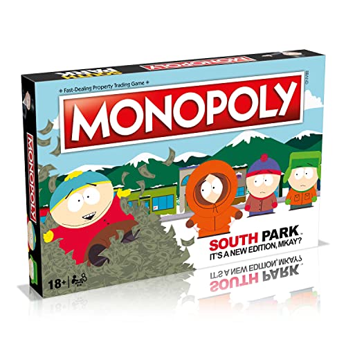 Winning Moves South Park Monopoly Board Game English Edition, Play with your favourite characters from Colorado including Cartman, Eric, Kyle, Kenny and Butters, for 2-6 players aged 18+