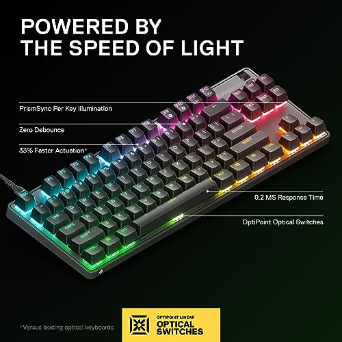 SteelSeries Apex 9 TKL - Mechanical Gaming Keyboard – Optical Switches – 2-Point Actuation – Compact Esports Tenkeyless Form Factor – Hotswappable Switches - English QWERTY Layout