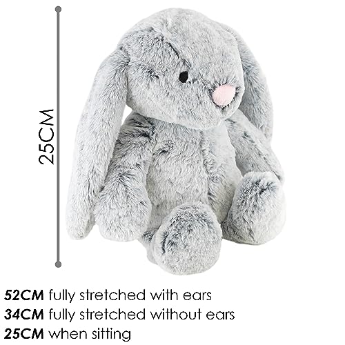 Plush Super Soft Grey Rabbit Cuddly Toy Seated Bunny Stuffed Pet Farm Animal (10 inches)