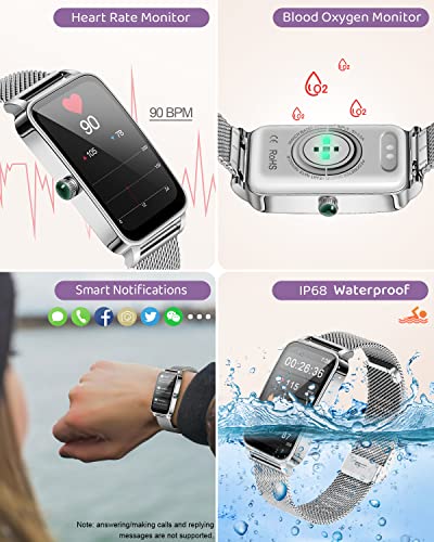 BOCLOUD Smart Watch, Smart Watches for Women Men, iPhone Android Smart Watch with Blood Oxygen/Heart Rate/Sleep Monitor, IP68 Waterproof Fitness Tracker with 12 Workout Modes (Silver)