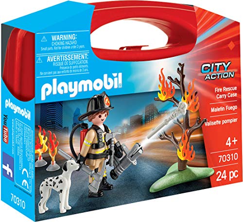 Playmobil 70310 Fire Rescue Small Carry Case, Fun Imaginative Role-Play, PlaySets Suitable for Children Ages 4+