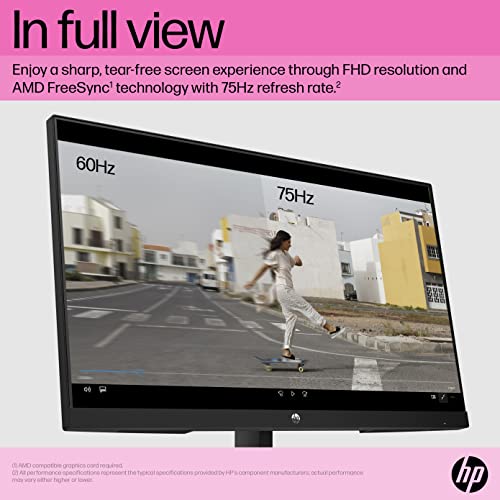 HP 24 Inch FHD Monitor - V24ie G5, Full HD IPS, 75hz Refresh Rate, 1x HDMI, 1 x VGA, 1 x DisplayPort 1.2, Low Blue Light Mode, Anti-glare, Tilt Adjustment, VESA Mountable, Black