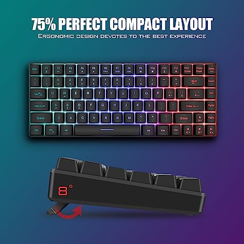 RedThunder K84 75% Wireless Gaming Keyboard and Mouse Rainbow Backlight UK Layout 85 Keys TKL Ultra Compact Mini Design Lightweight Honeycomb Gaming Mouse for PC Mac PS5 Xbox Office Gamers