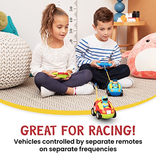 Prextex 2-Pack RC Cartoon Cars: Remote Control Cars for Kids Age 2-3 | Kids Remote Control Police and Race Car Toys for Boys | Great Stocking Fillers for Toddlers 18+ Months